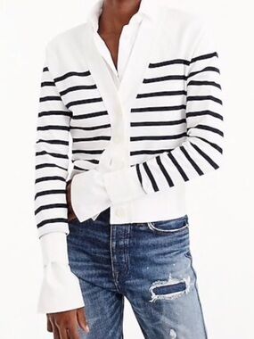 J.Crew Lightweight Striped Cropped Cardigan V-neck Size S